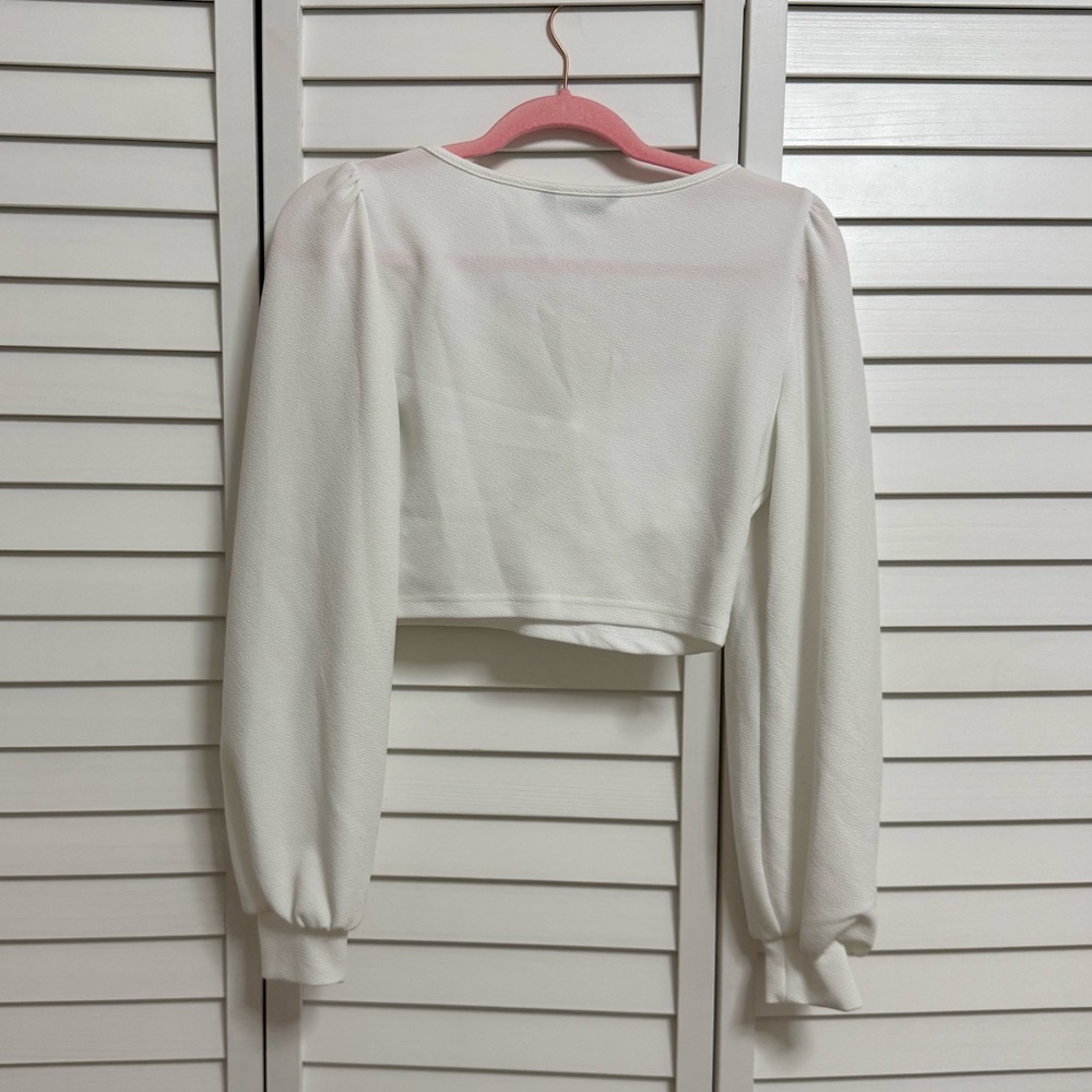 White Long Sleeve Blouse - Picture 3 of 4